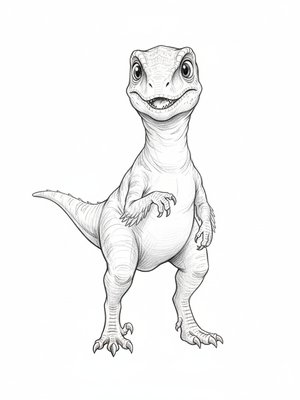 Striker the Pack Raptor in Gentle Pencil - Black & White Illustration