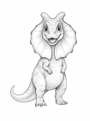 Spitter the Dilophosaurus in Gentle Pencil