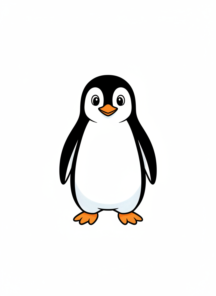 Waddle the Penguin - Full Colored Illustration