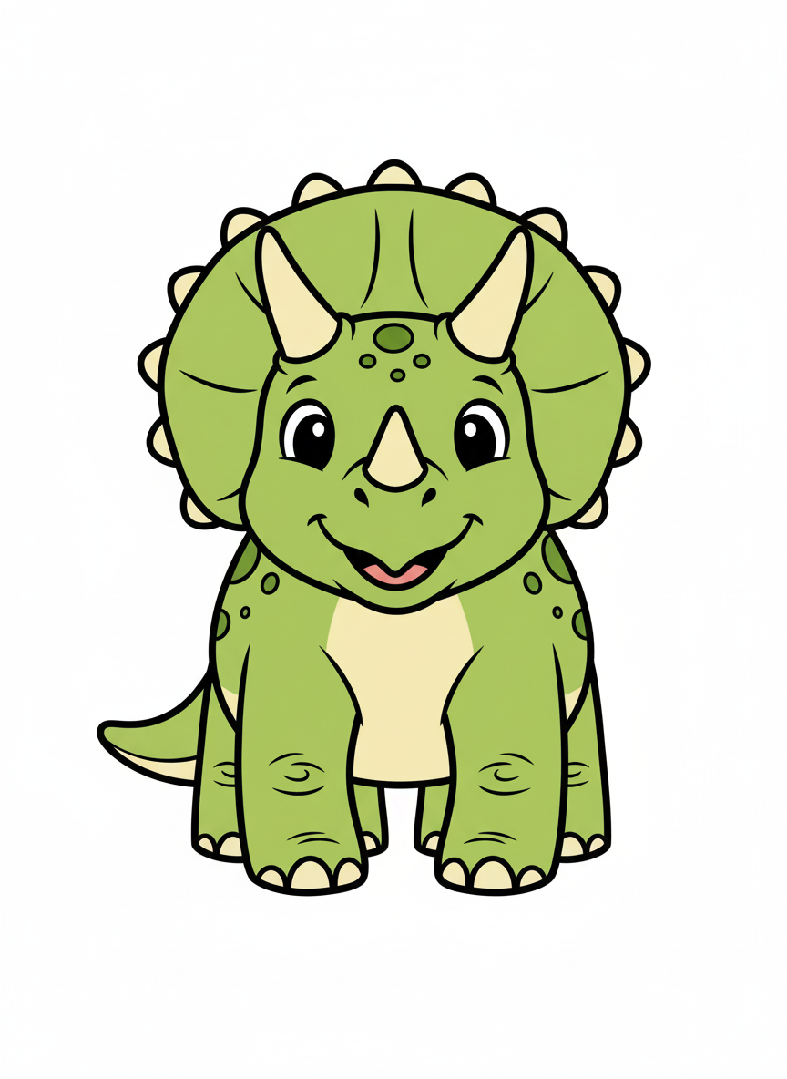 Trixie the Triceratops - Full Colored Illustration