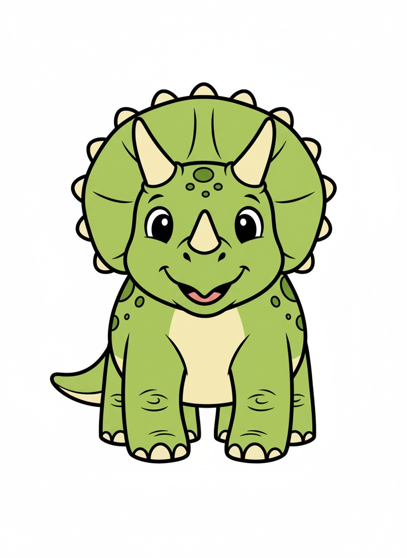 Trixie the Triceratops in Classic Coloring Book - Full Colored Illustration
