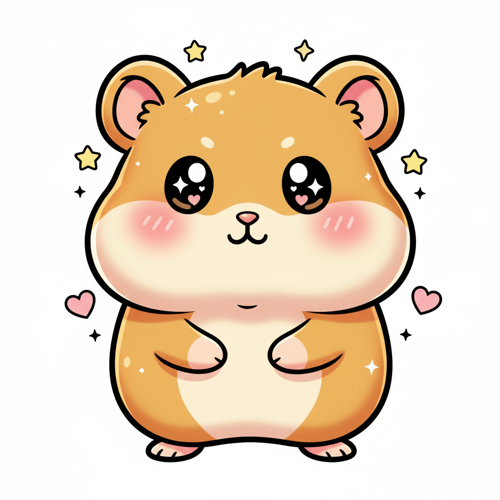 Nibbles the Shy Hamster - Full Colored Illustration
