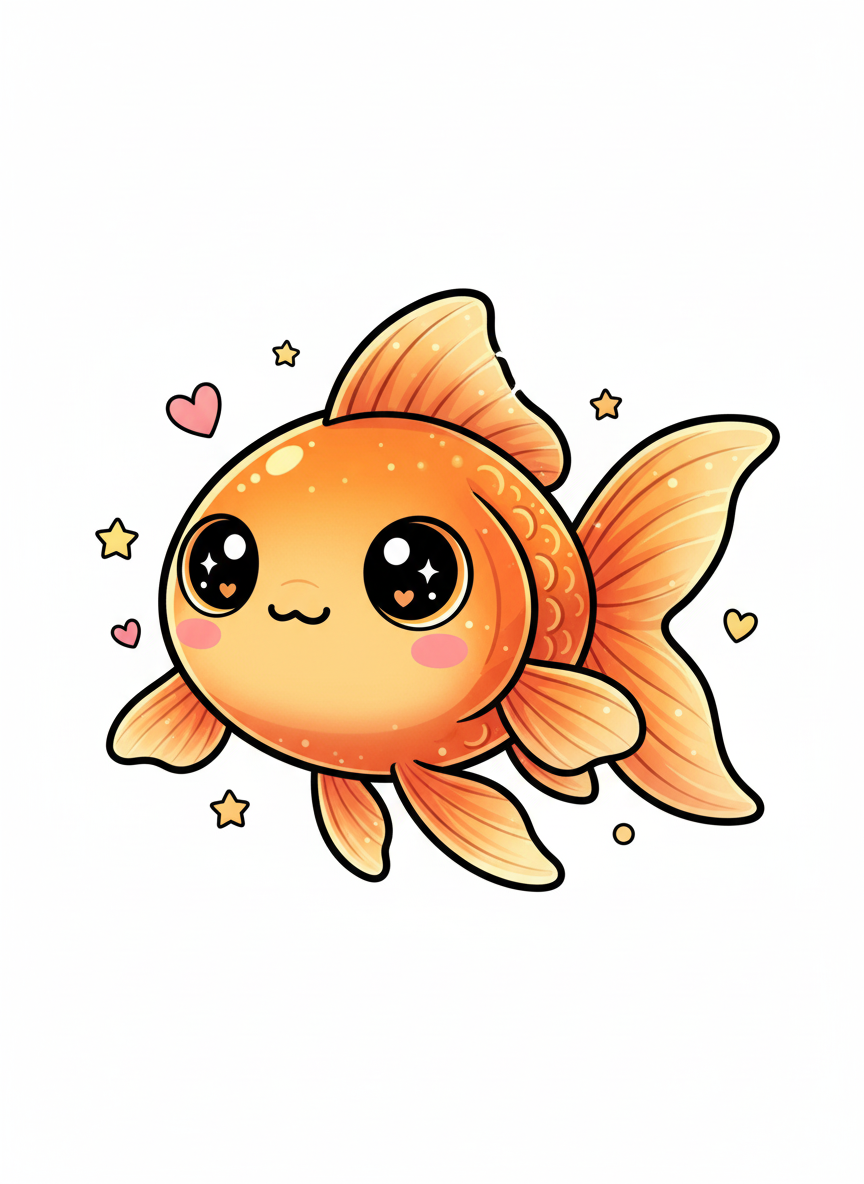 Bubbles the Fancy Goldfish - Full Colored Illustration