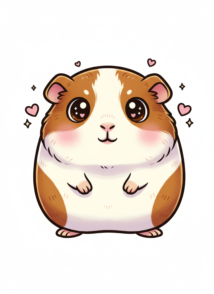 Chomper the Guinea Pig - Full Colored Illustration