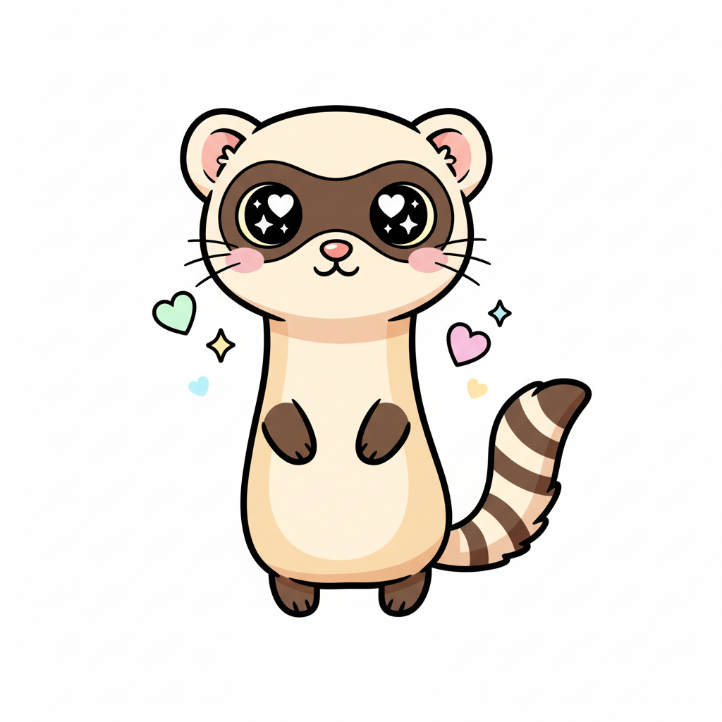 Stripes the Playful Ferret - Full Colored Illustration