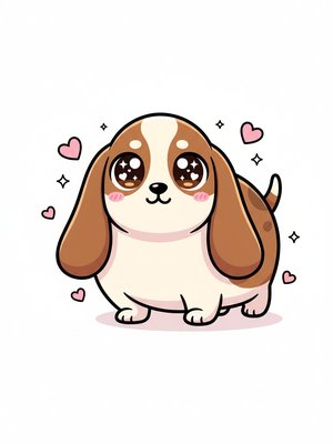 Noodle the Lazy Basset Hound in Kawaii Cute