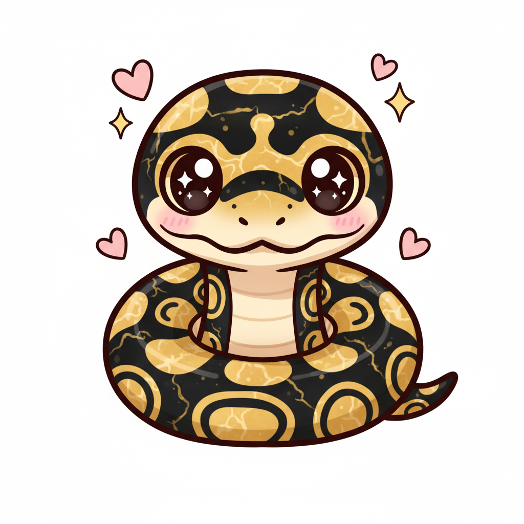 Marble the Ball Python - Full Colored Illustration