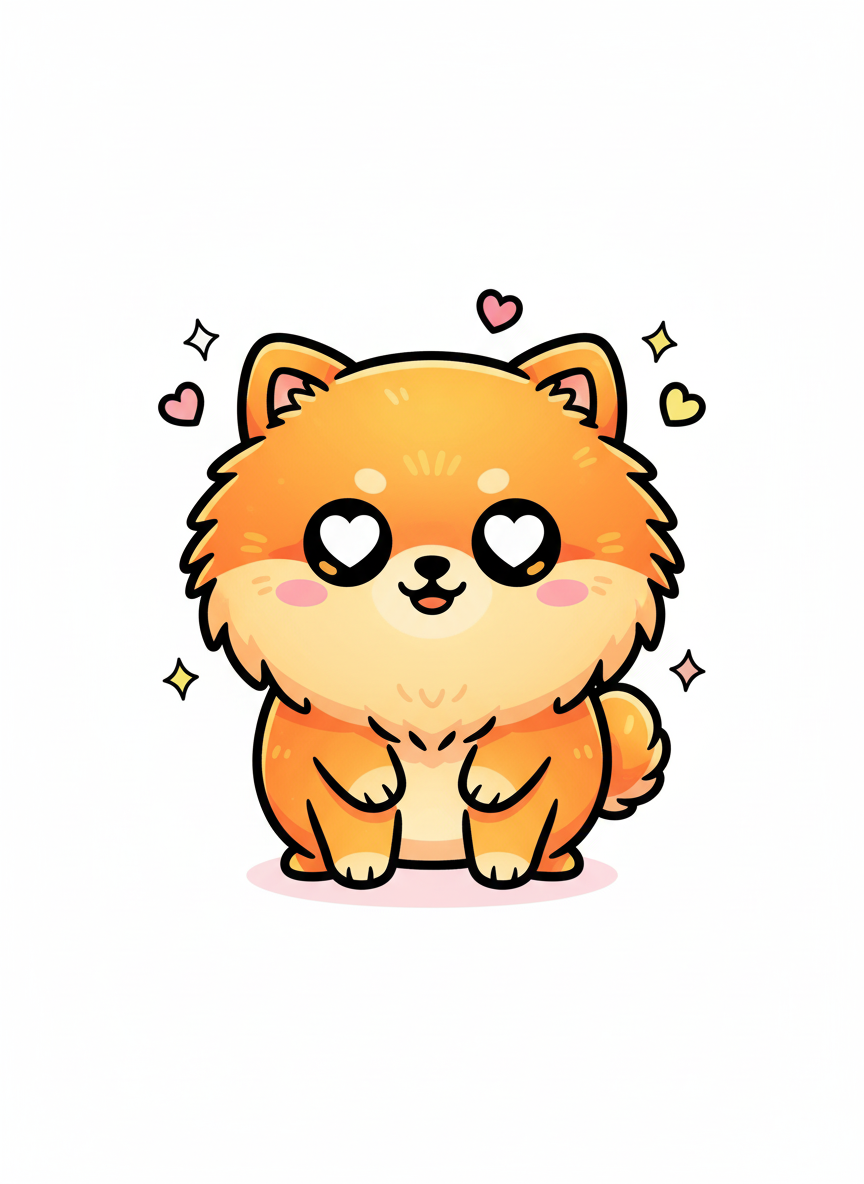 Honey the Sweet Pomeranian - Full Colored Illustration