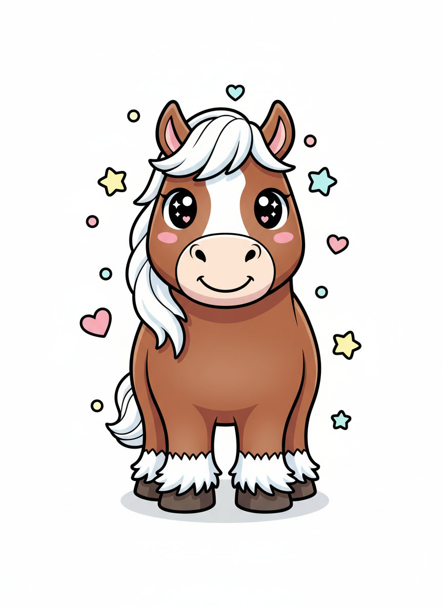 Thunder the Strong Work Horse - Full Colored Illustration