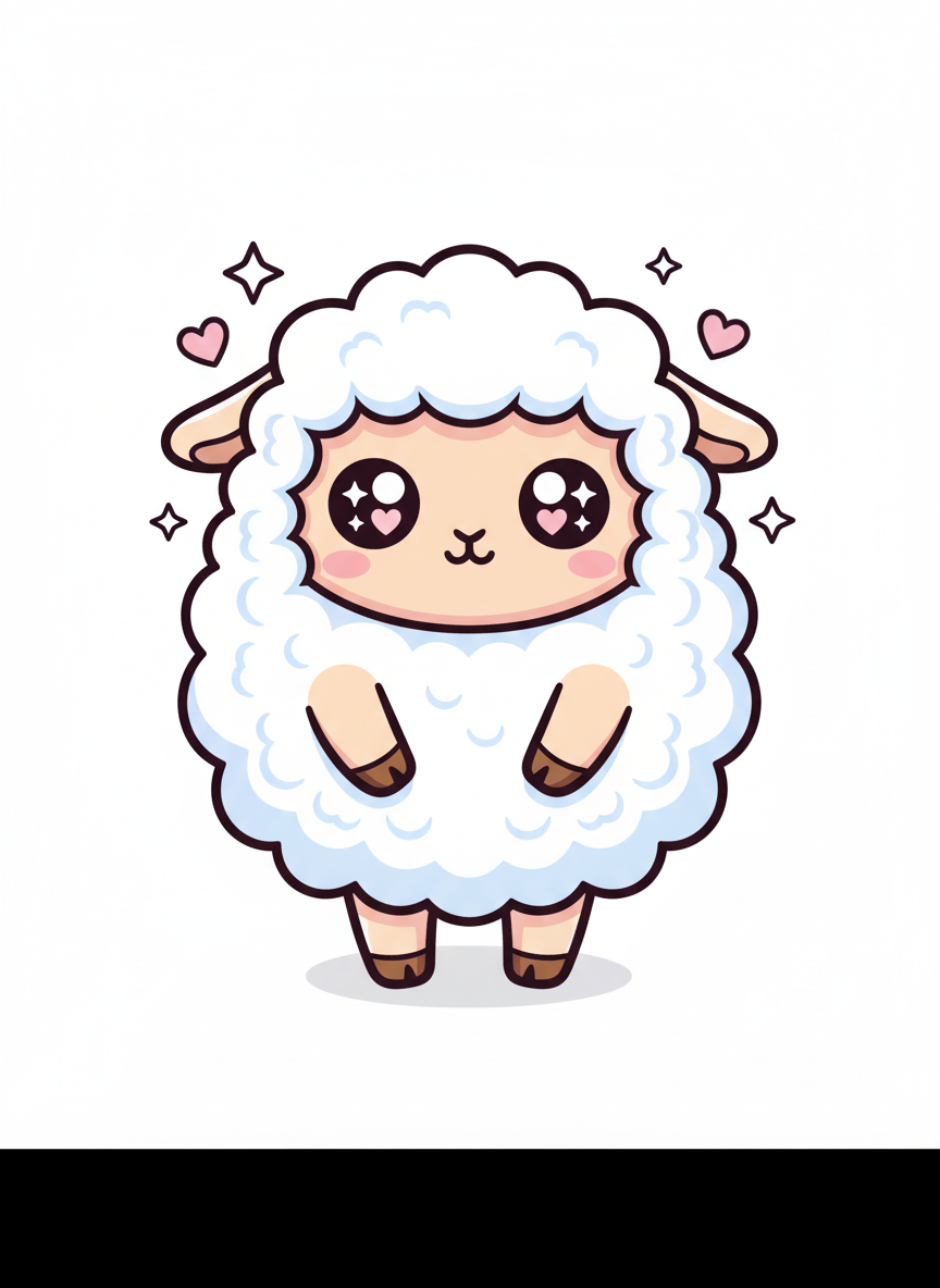 Wooly the Fluffy Sheep - Full Colored Illustration