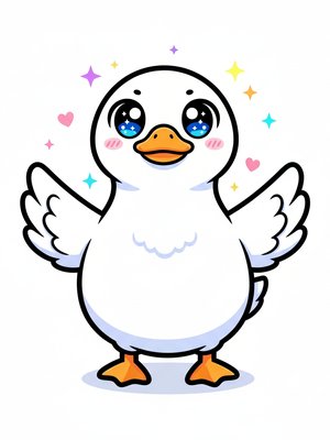 Honker the Guard Goose in Kawaii Cute - Full Colored Illustration
