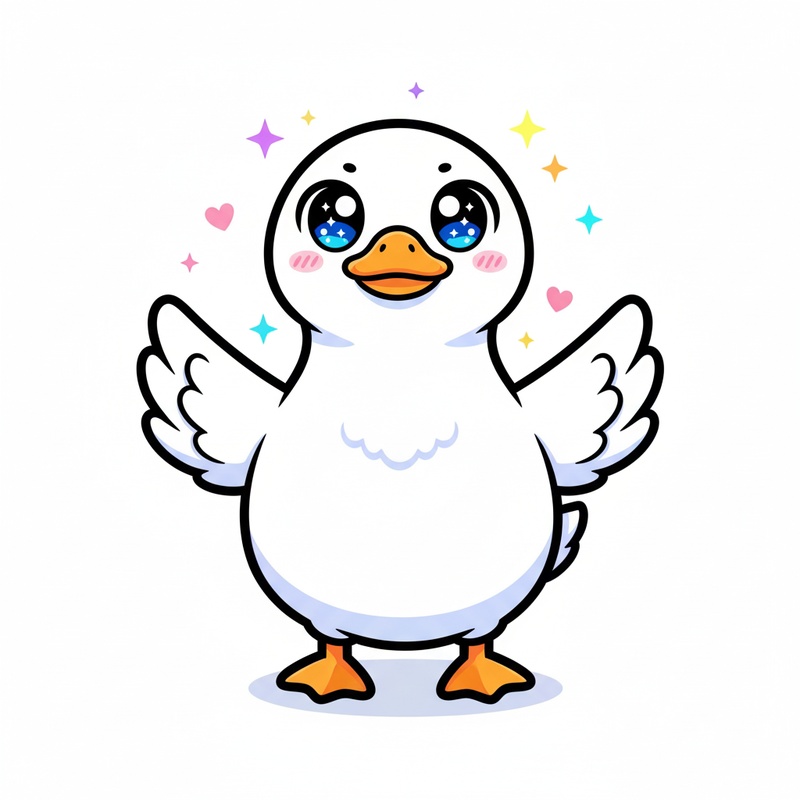 Honker the Guard Goose in Kawaii Cute - Full Colored Illustration