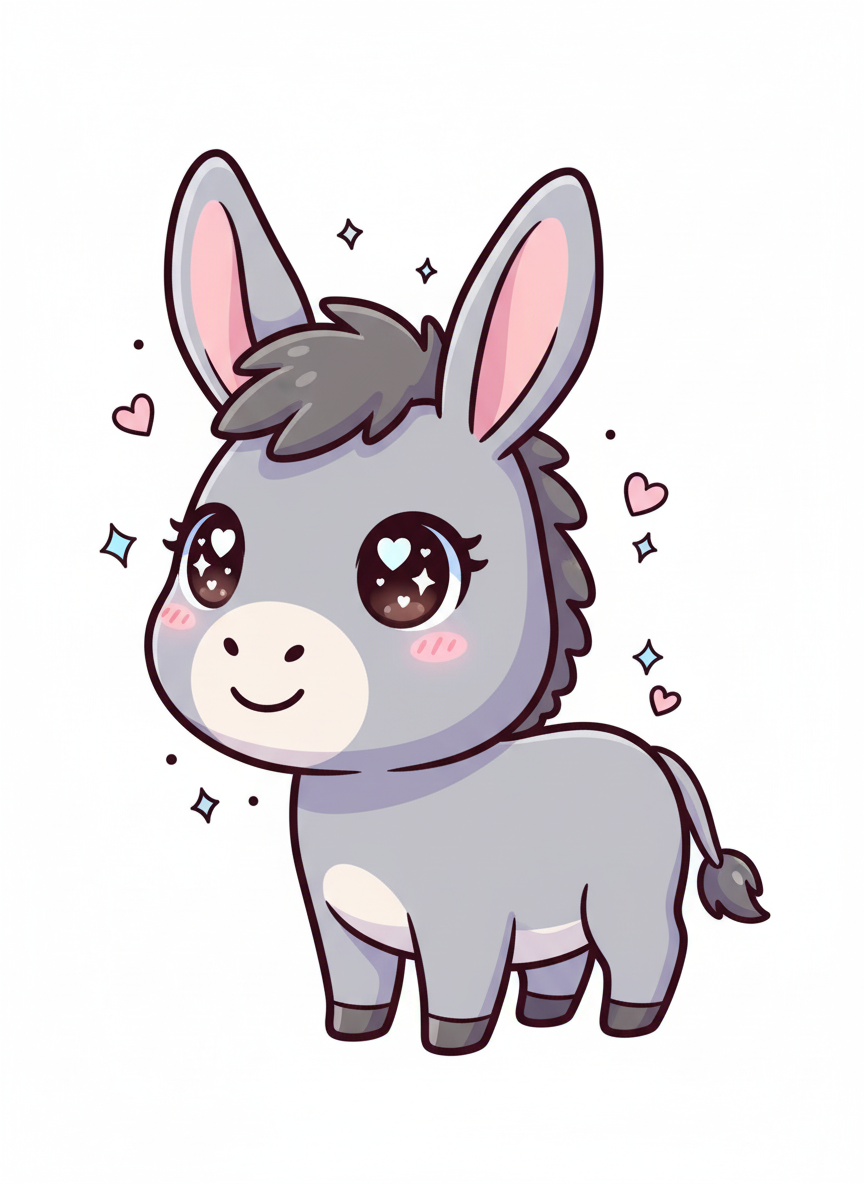 Daisy the Friendly Donkey - Full Colored Illustration