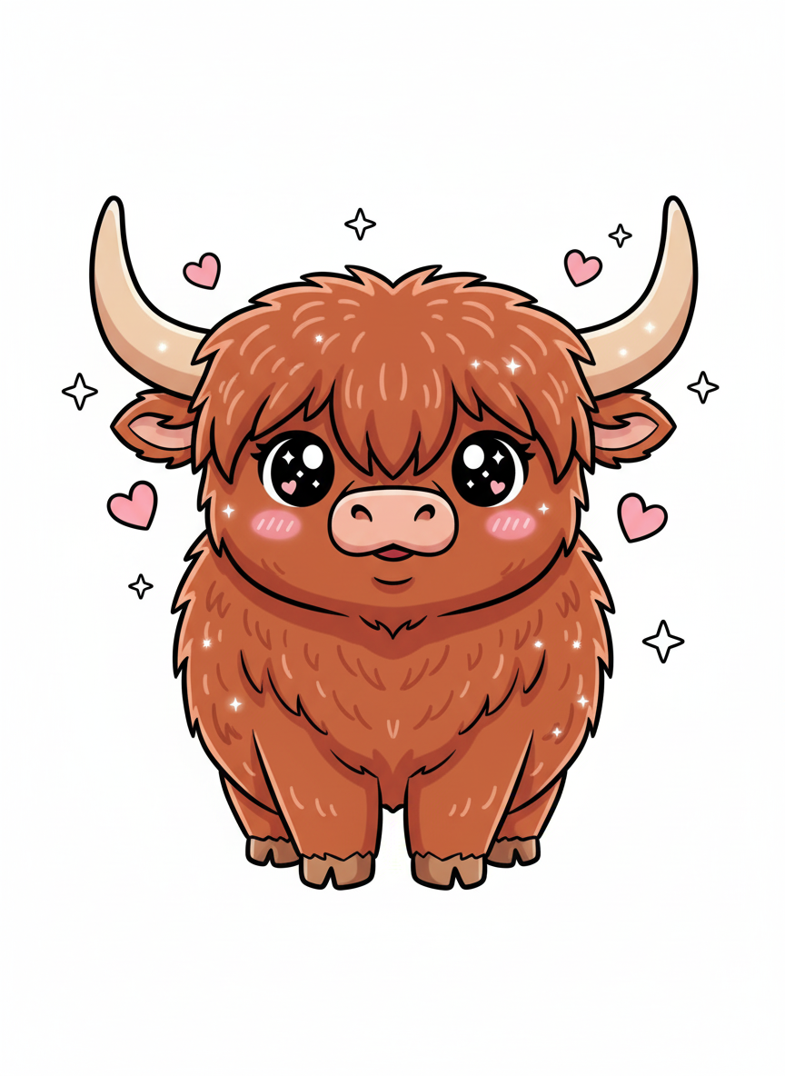 Angus the Highland Bull - Full Colored Illustration