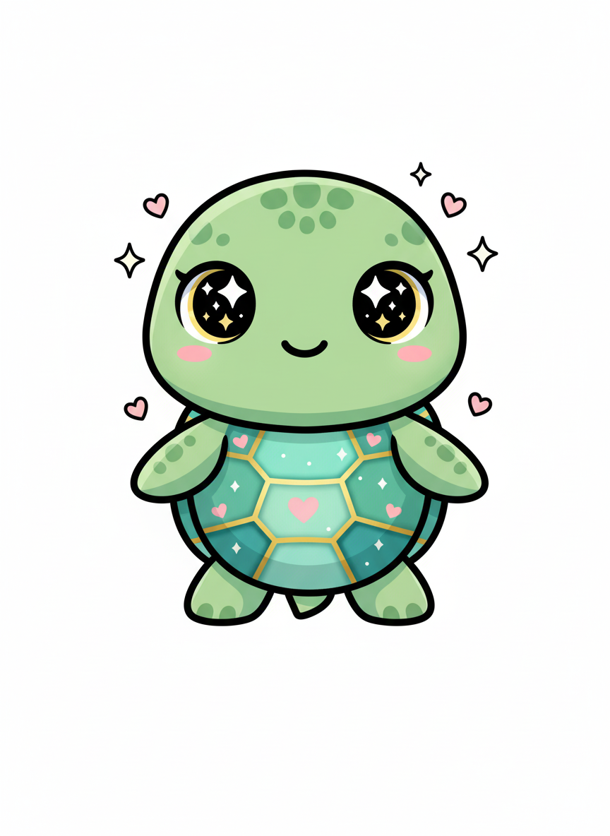 Shelly the Sea Turtle - Full Colored Illustration