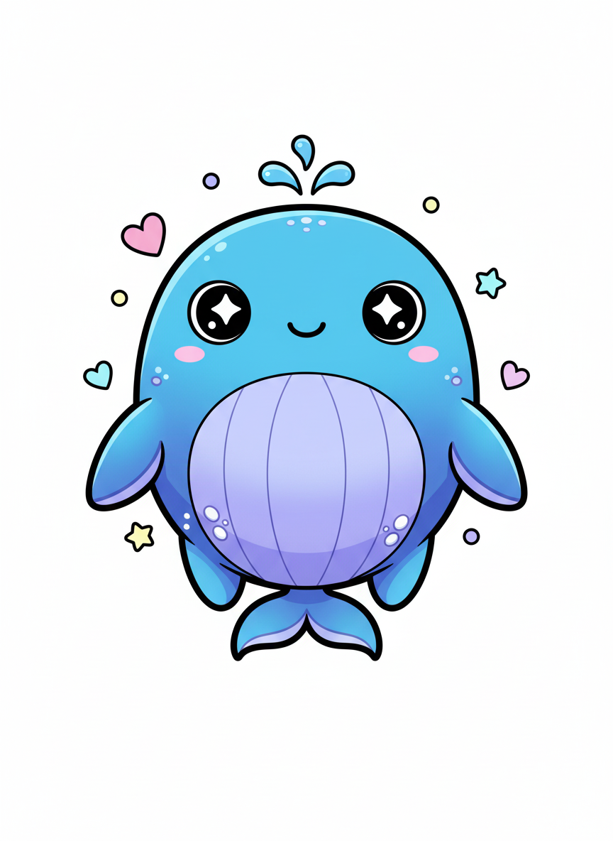Bubbles the Humpback Whale - Full Colored Illustration