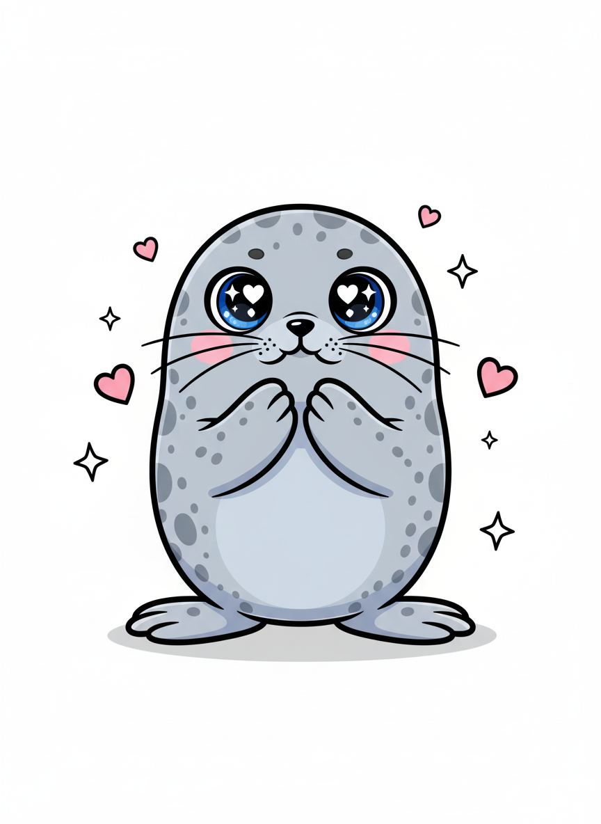 Giggles the Playful Seal - Full Colored Illustration