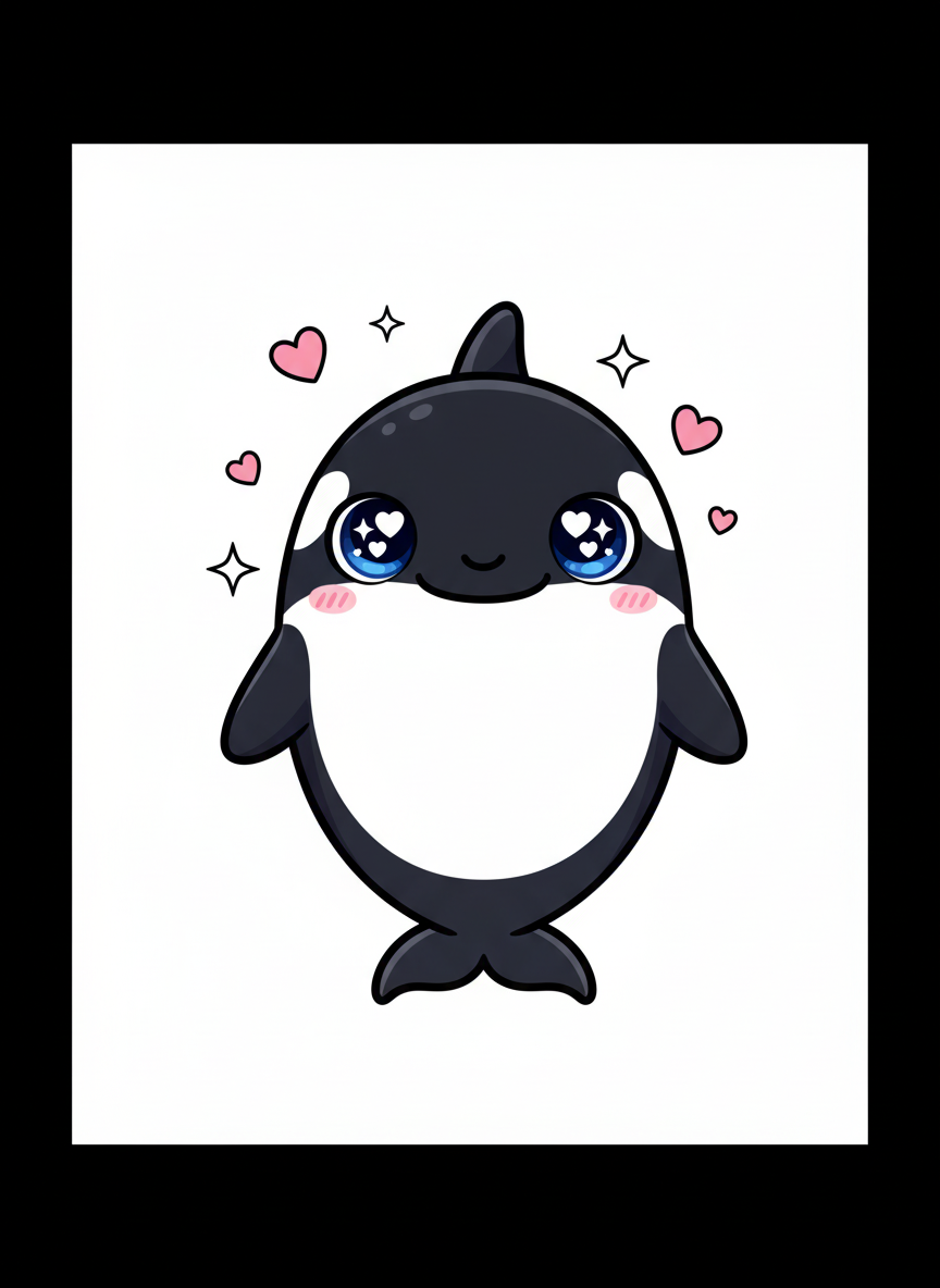 Pearl the Friendly Orca - Full Colored Illustration