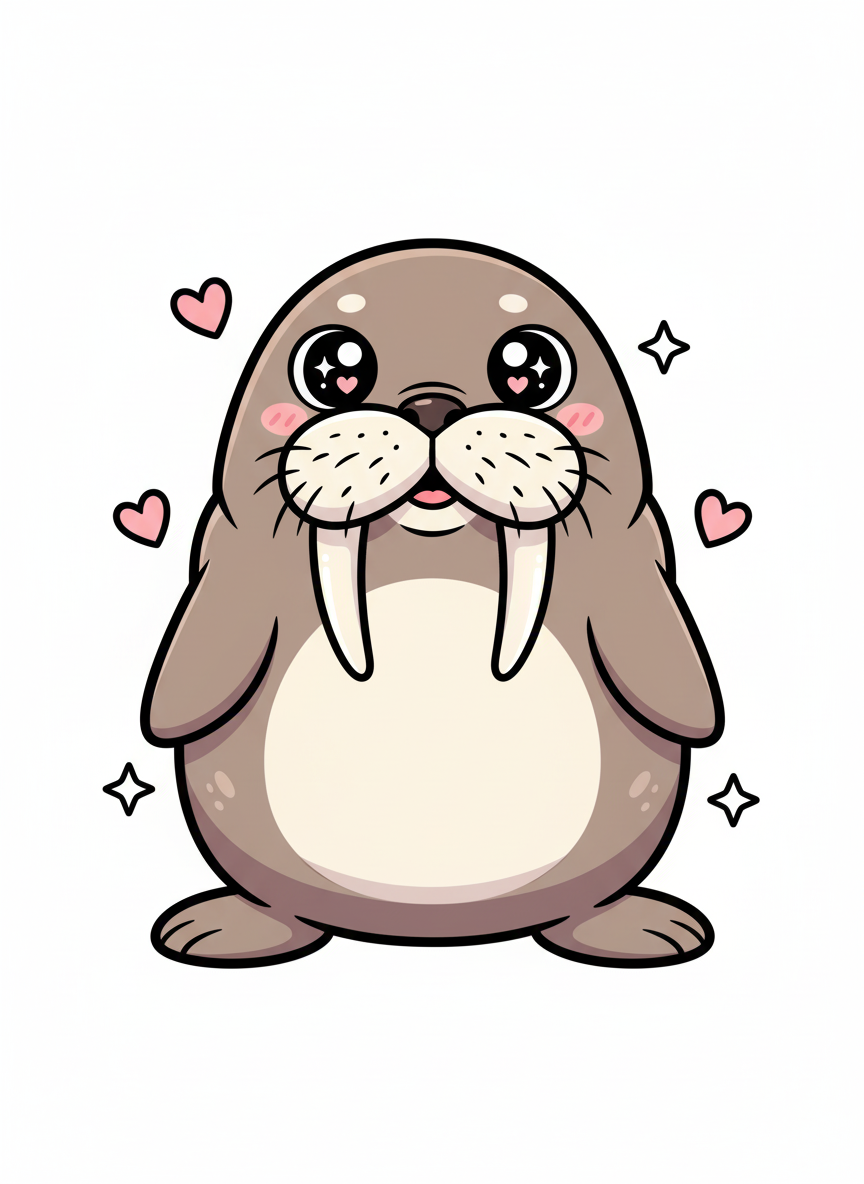 Whiskers the Walrus - Full Colored Illustration