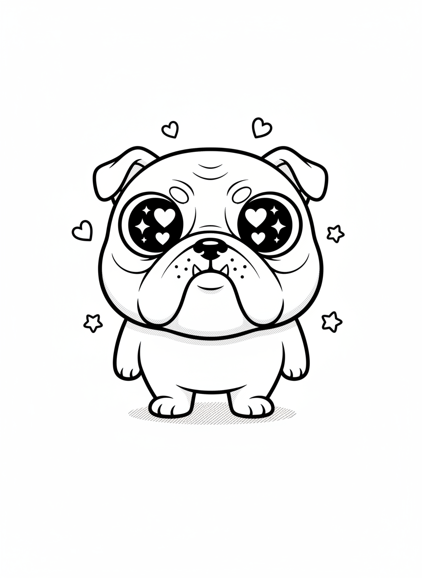 Spike the Tough Bulldog - Black & White Illustration