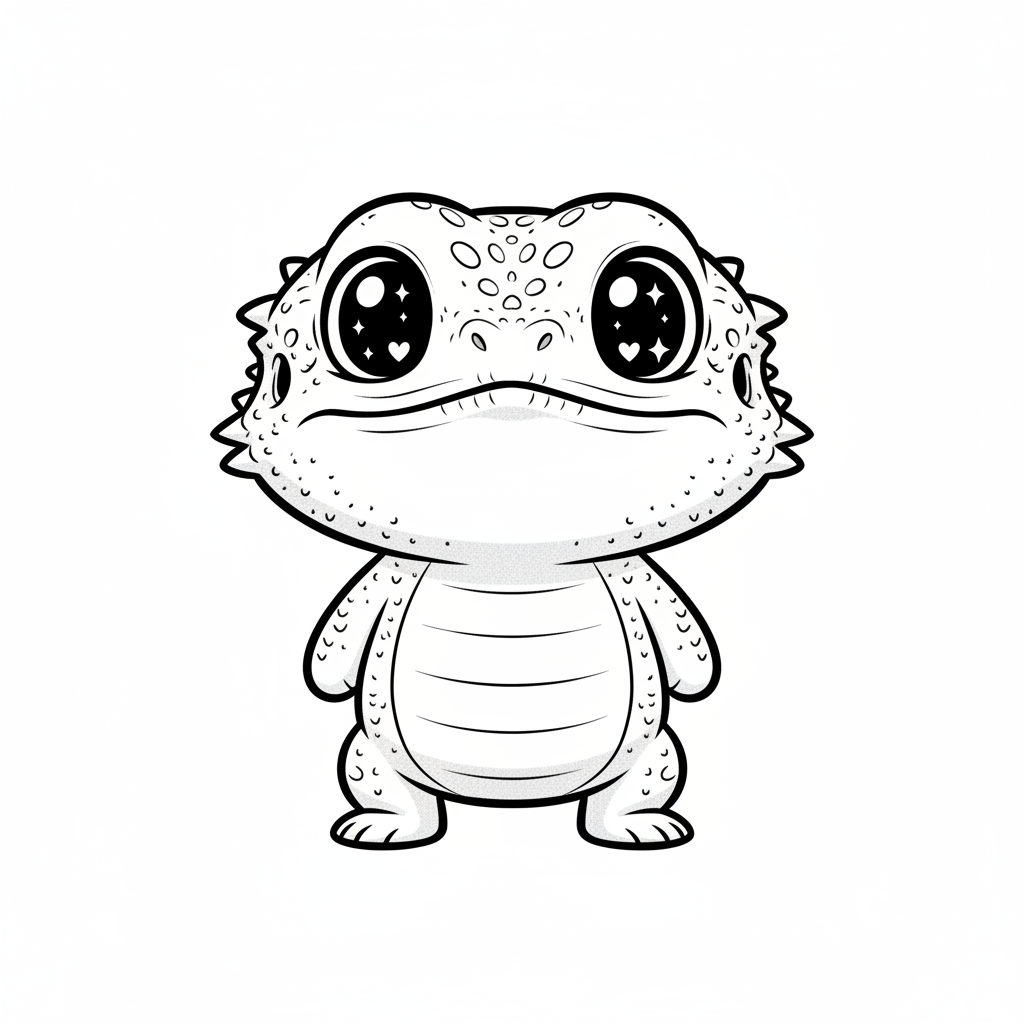 Rex the Bearded Dragon - Black & White Illustration