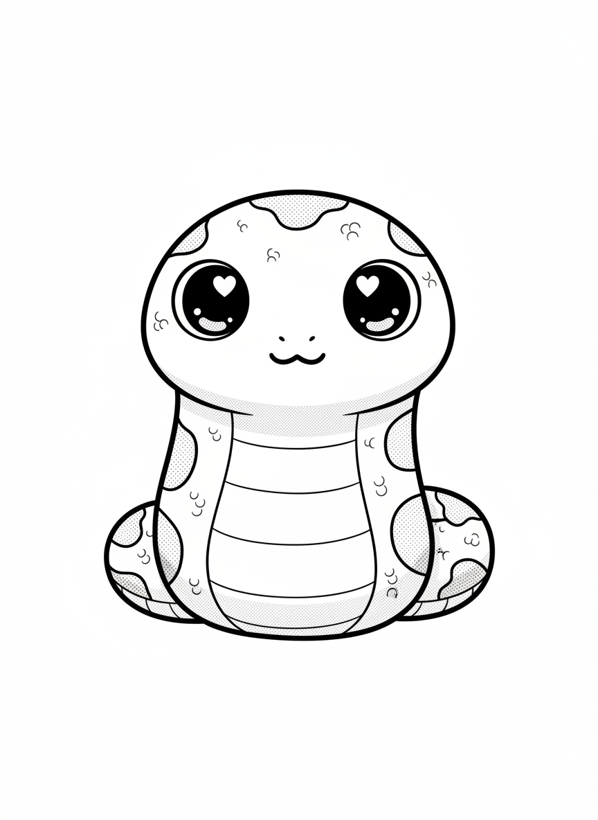 Scales the Ball Python - Black & White Illustration