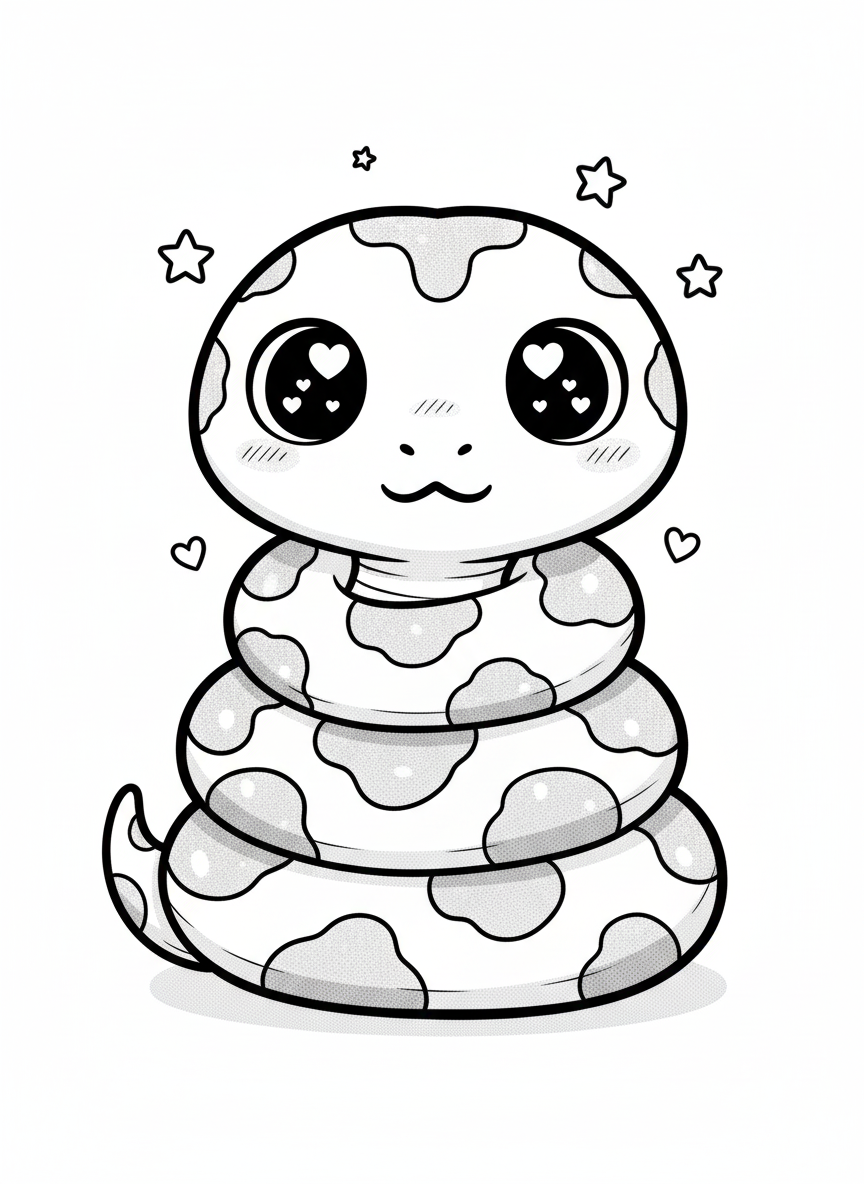 Slither the Corn Snake - Black & White Illustration