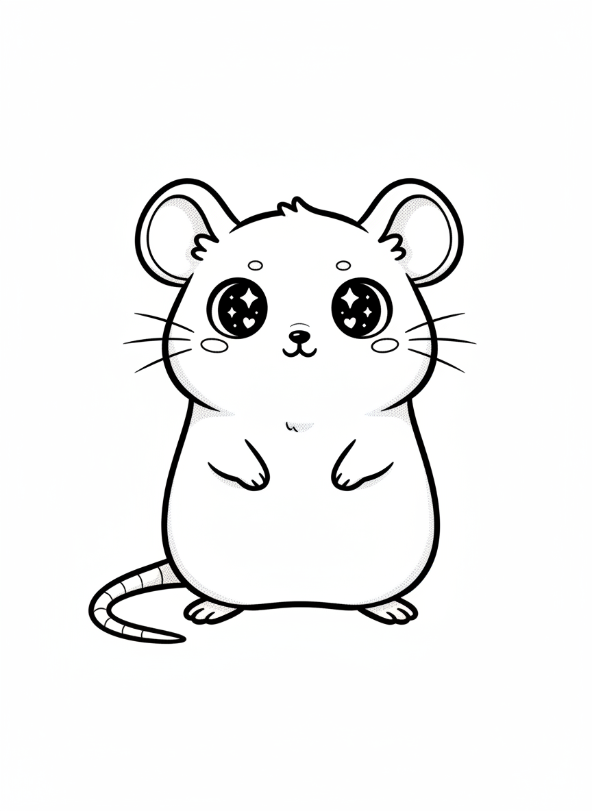 Duchess the Fancy Rat - Black & White Illustration