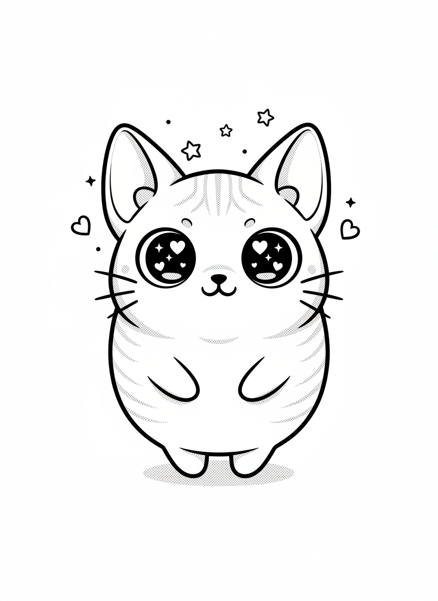 Jinx the Mischievous Sphinx Cat - Black & White Illustration