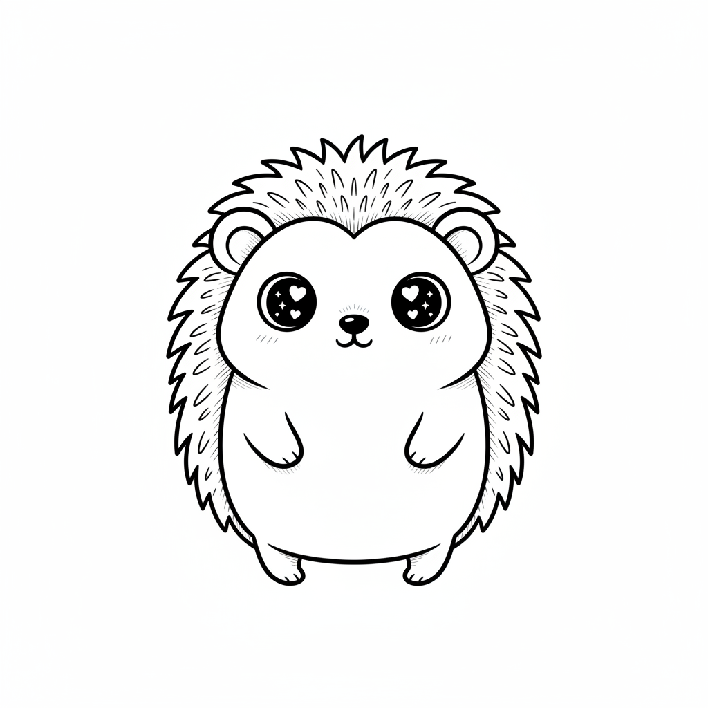 Buttons the Hedgehog - Black & White Illustration