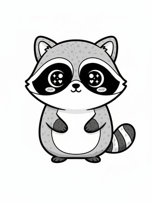 Bandit the Pet Raccoon in Kawaii Cute