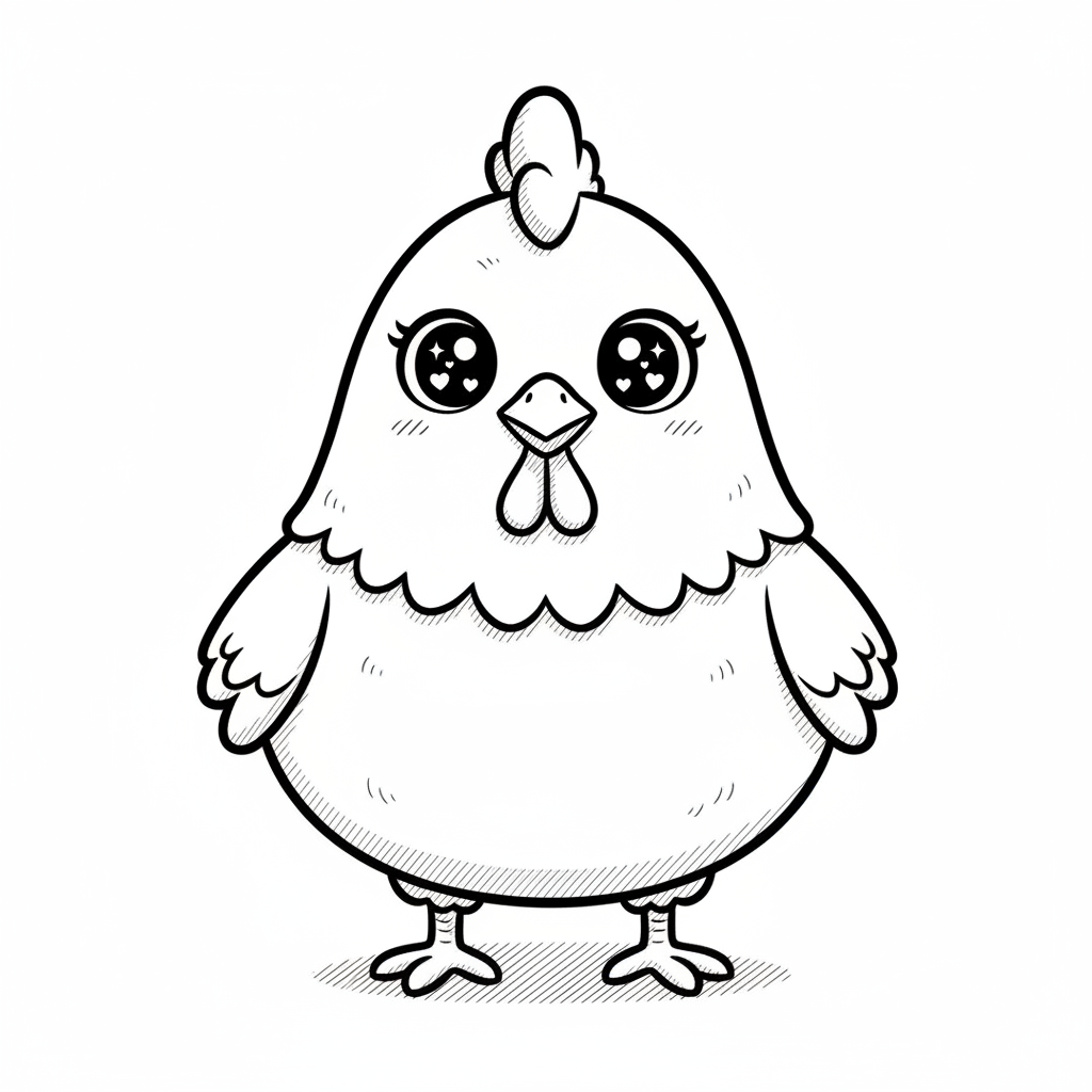 Cluck the Bossy Hen - Black & White Illustration