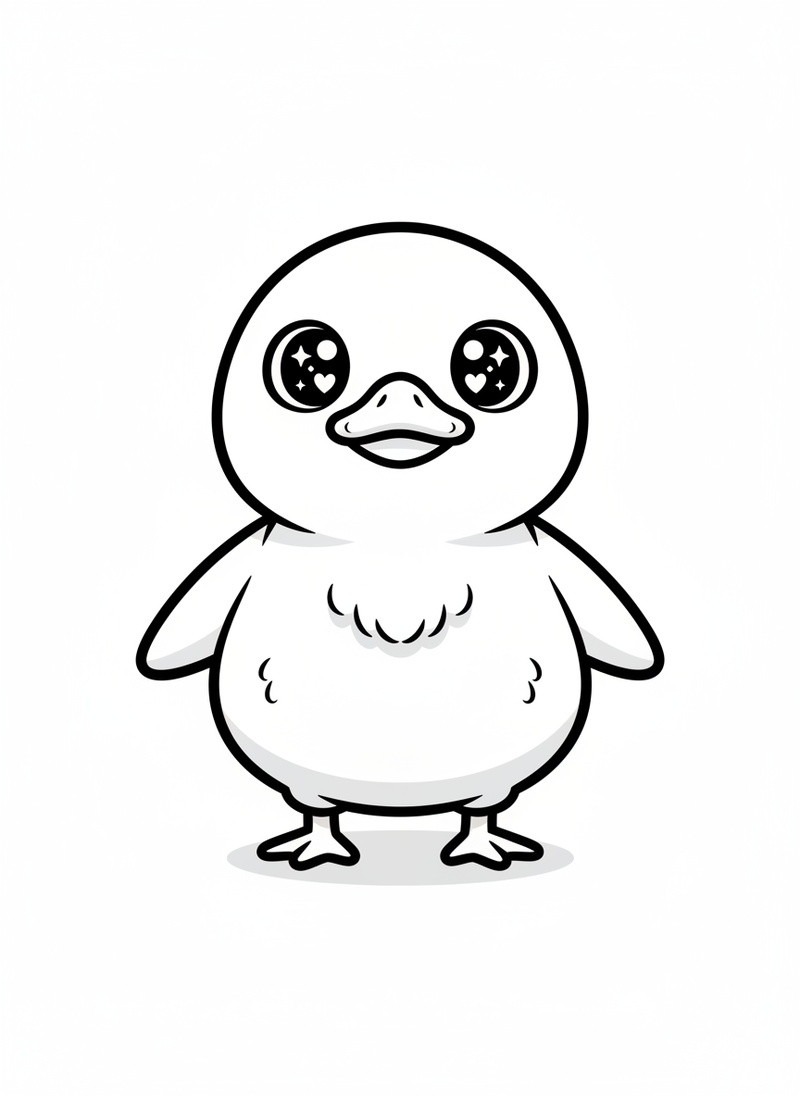 Honker the Guard Goose in Kawaii Cute - Black & White Illustration