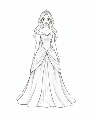 Princess Aurora Royal in Gentle Pencil - Black & White Illustration