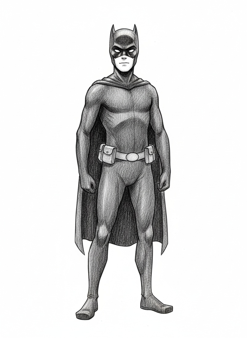 Shadow Strike the Stealth Hero in Gentle Pencil - Black & White Illustration