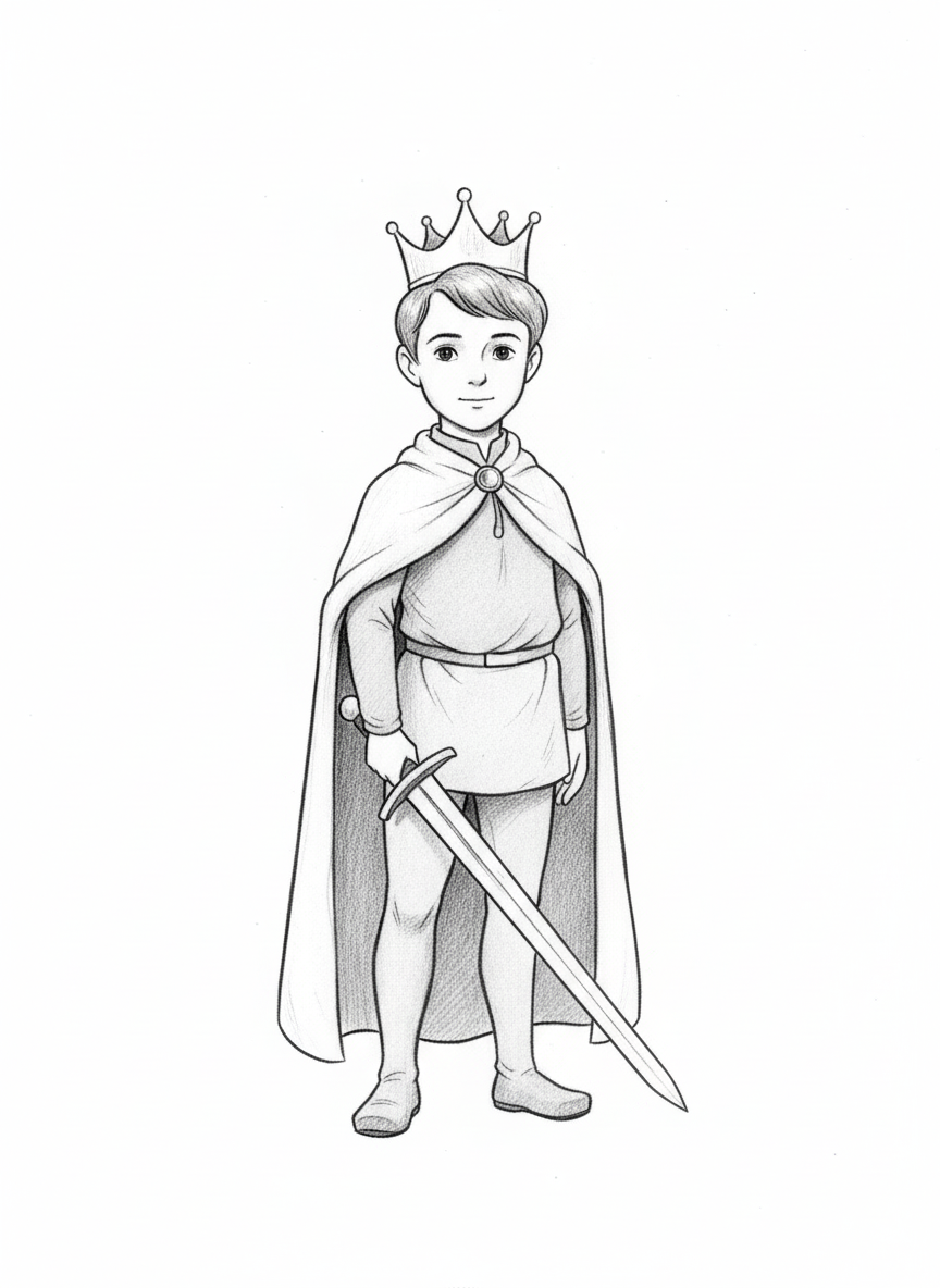 Prince Valor the Brave - Black & White Illustration