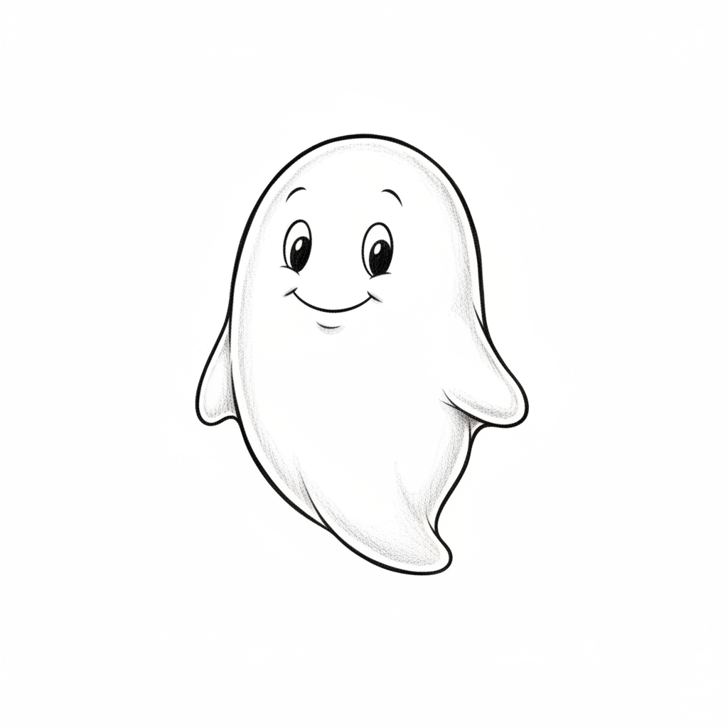 Casper the Friendly Ghost - Black & White Illustration