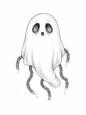Spook the Scary Ghost in Gentle Pencil