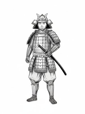 Samurai Honor the Warrior in Gentle Pencil - Black & White Illustration