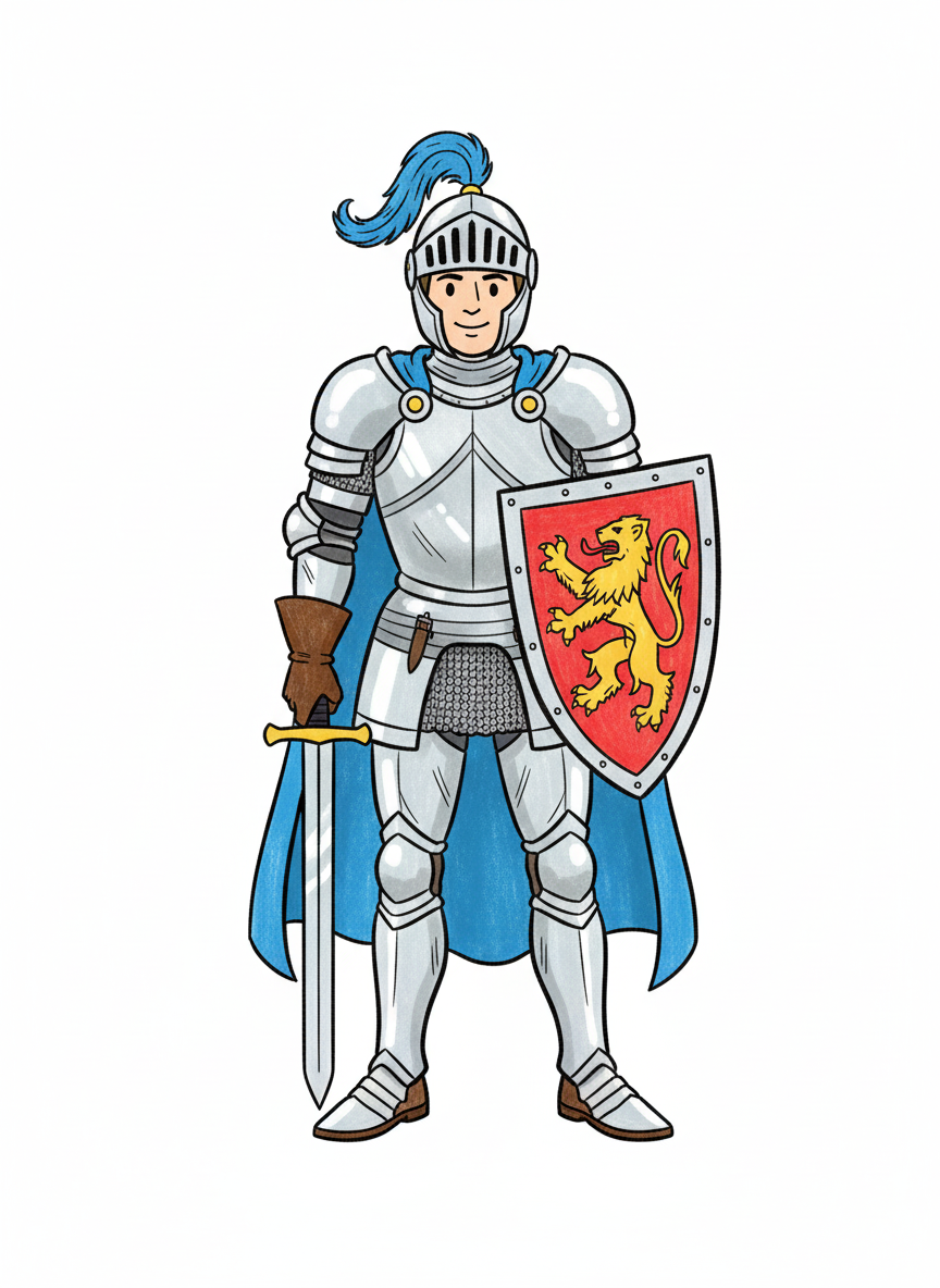 Sir Brave the Noble Knight - Full Colored Illustration