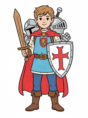 Squire Tom the Knight Trainee in Classic Coloring Book