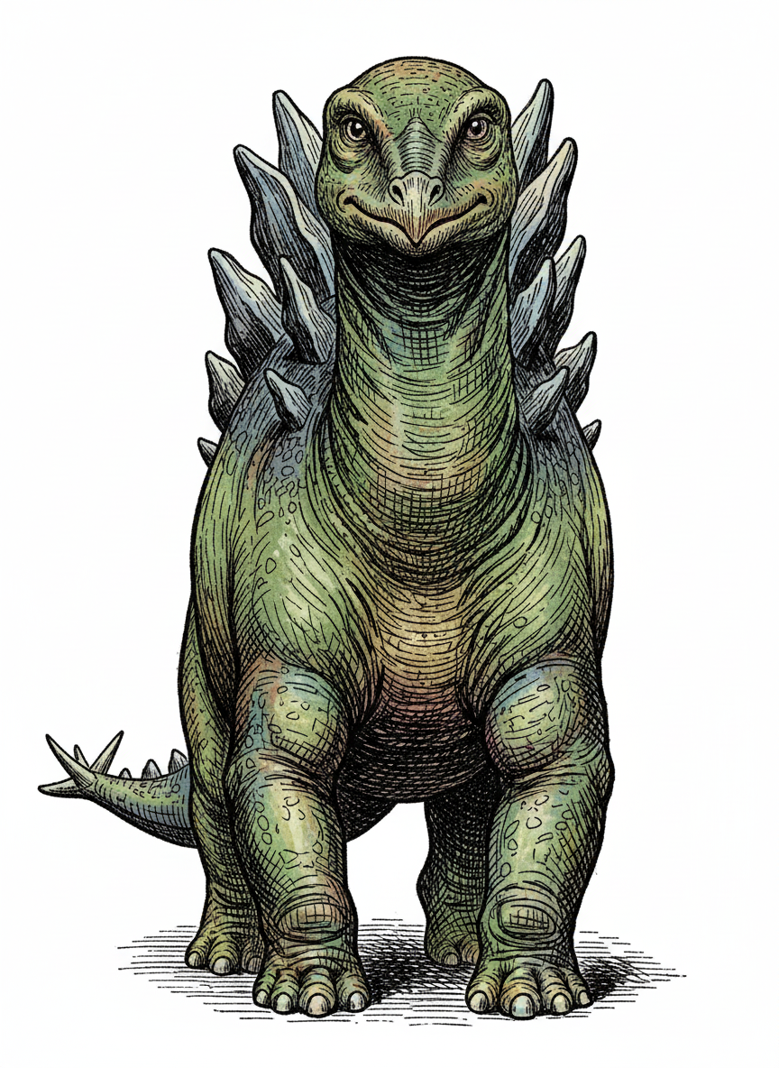 Spike the Stegosaurus - Full Colored Illustration