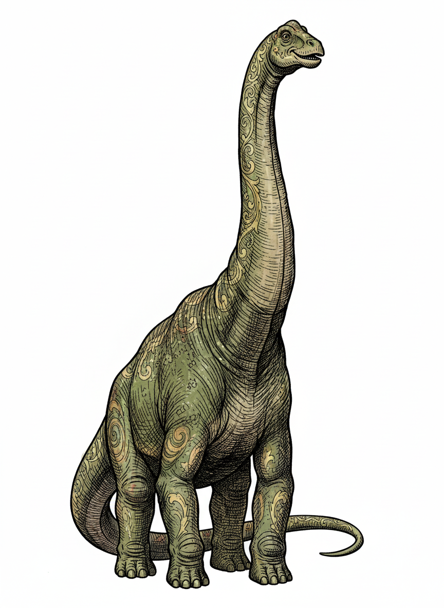 Stretch the Brachiosaurus - Full Colored Illustration