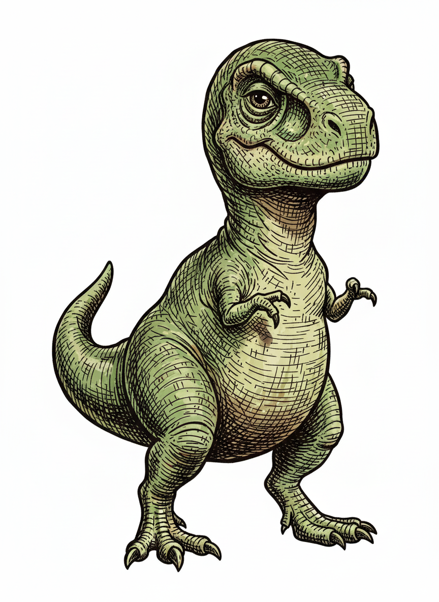 Chomper the Baby T-Rex - Full Colored Illustration