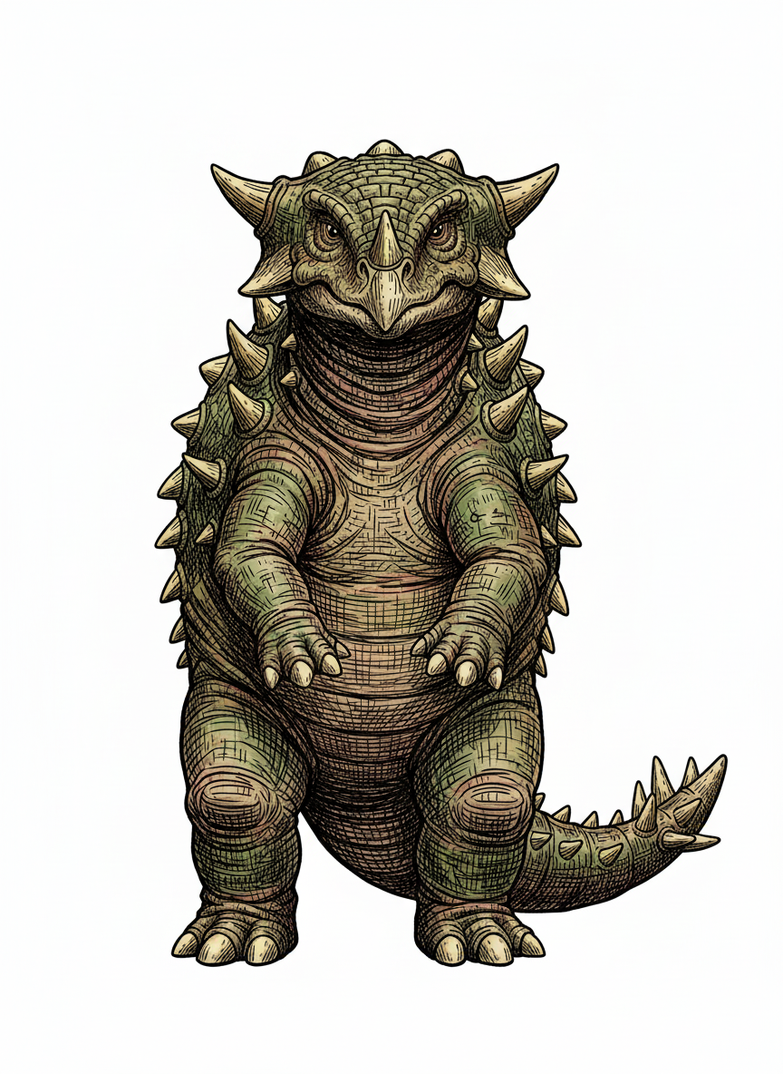 Tank the Ankylosaurus - Full Colored Illustration
