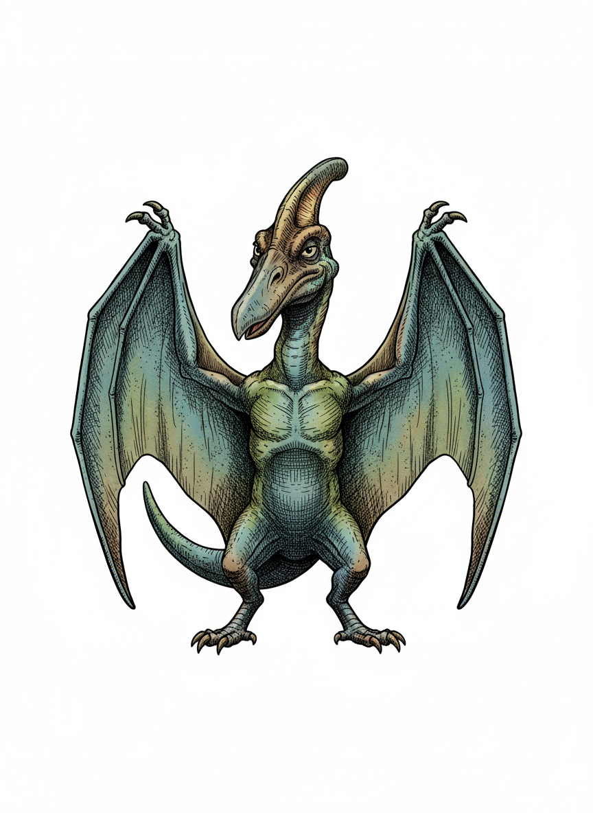 Wings the Pteranodon - Full Colored Illustration
