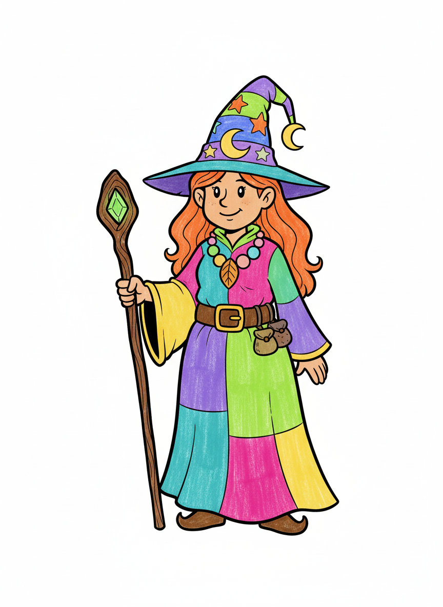 Hazel the Helpful Witch - Full Colored Illustration