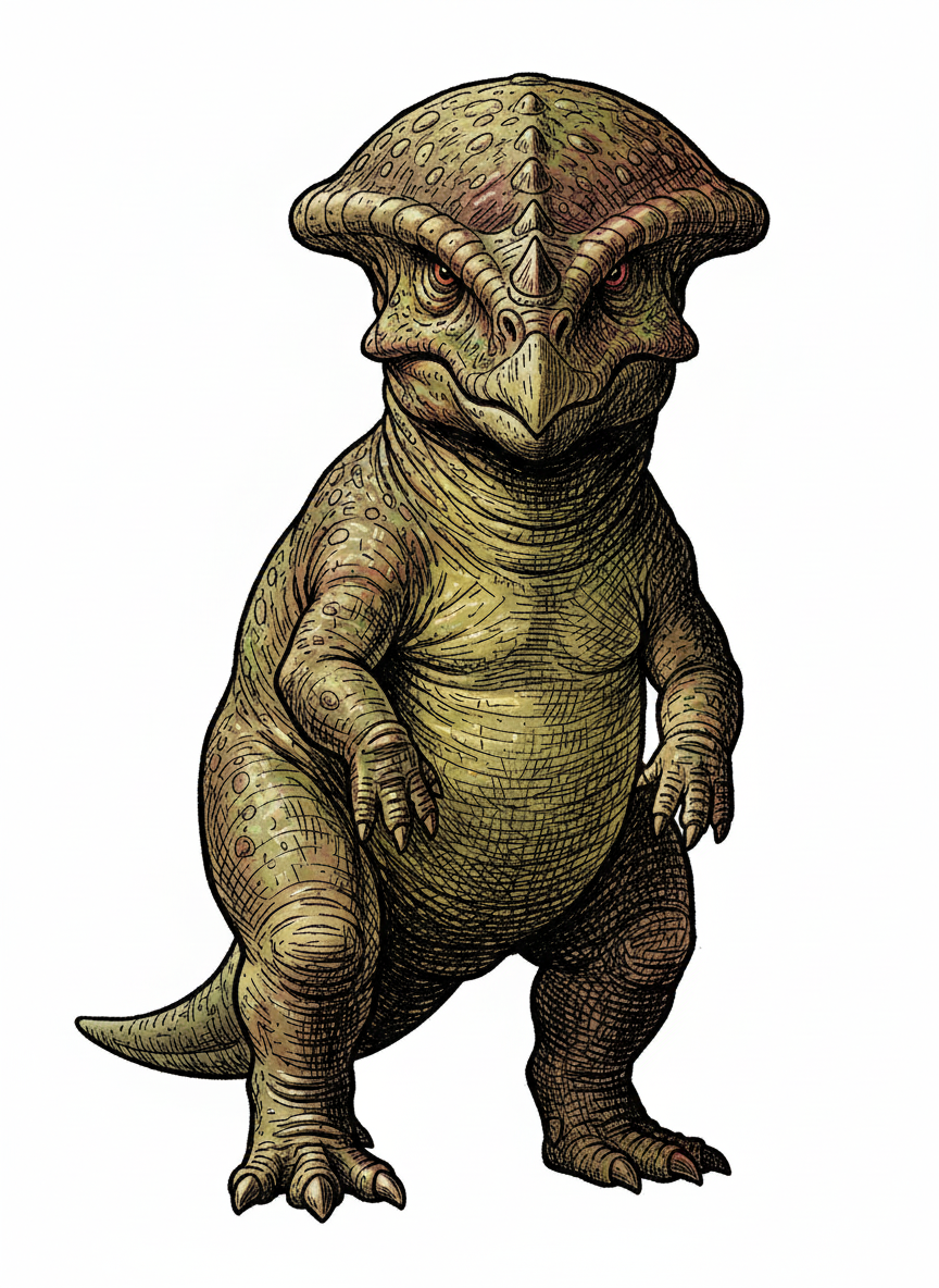 Pluto the Pachycephalosaurus - Full Colored Illustration