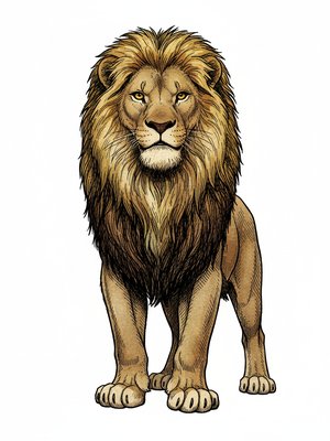 Simba the Proud Lion in Victorian Illustration - Full Colored Illustration