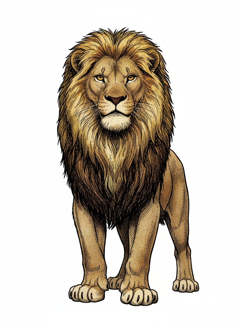 Simba the Proud Lion in Victorian Illustration - Full Colored Illustration